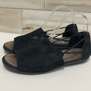 EARTH Women's Shelly Sandals US 8.0 Black Nubuck Suede Sandal Shoes